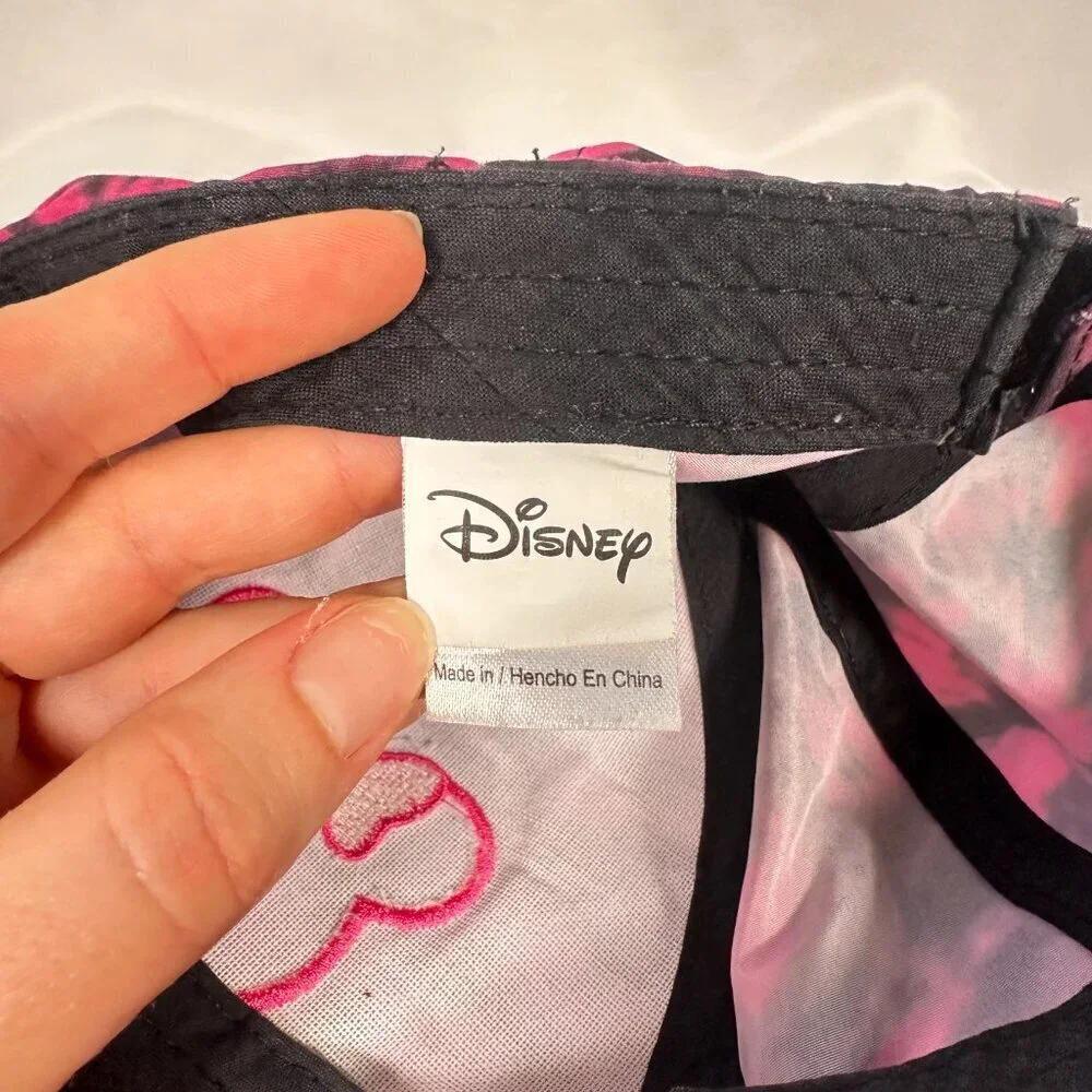 Disney Minnie Mouse Tie Dye Baseball Cap Adjustable Strap OS Pink Black Vacation